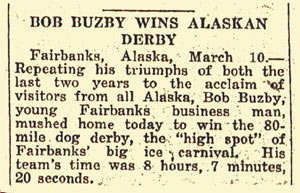 News clipping announcing Bob Buzby's third Signal Corps Trophy win