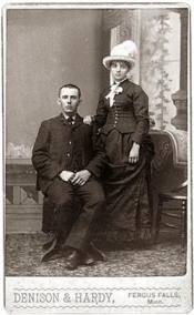 Photo of young Harry Buzby and Louisa Hunt, posing for their wedding day picture.
