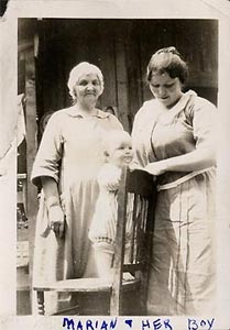 Photo of Louisa Buzby and Marian with Marian's son Jim, 1925