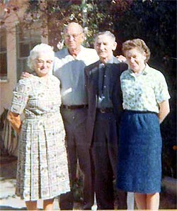 Photo of 2 couples, Harry Elton Buzby and his wife Elizabeth Warchull Buzby and the parents of Elizabeth. Anna and Ruben Gary