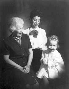 Photo of grandmother Lois (Lolly) Spencer Bryant, her daughter Louisa (Loli) Moe and Loli's daughter Sarah, age 2, in 1986
